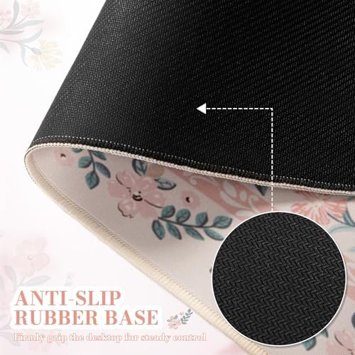 iCasso Desk Mat,Mouse Pad for Office Desk,35.4x15.7in,Pink Floral