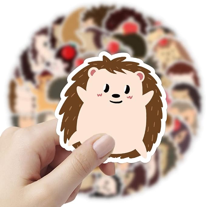 60Pcs Cute Hedgehog Stickers, Kawaii Cute Hedgehog Sticker for Kids, Vinyl Waterproof Sticker for Water Bottles Laptop Phone, Hedgehog Decal, Gifts for Kids Teens Girls