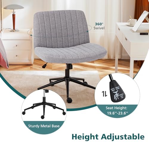OLIXIS Criss Cross Chair with Wheels, Vanity Chair, Home Office Desk
