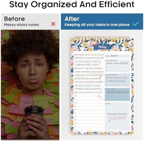 Taja To Do List Notepad, Undated Daily Planner for Work and Goal Setting