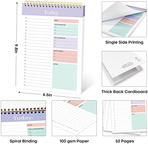 Taja To Do List Notepad, Undated Daily Planner for Work and Goal Setting