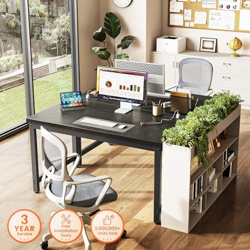 Huuger 48 x 24 inch Desk with Power Outlets & 0.95 Inch Thicker Desktop