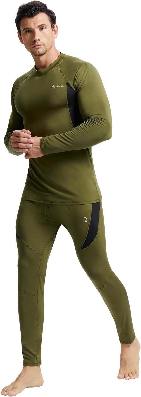 romision 2 Pack Thermal Underwear for Men Long Johns Fleece Lined Hunting Gear Bottom Top Set Base Layer Cold Weather XS-4XL