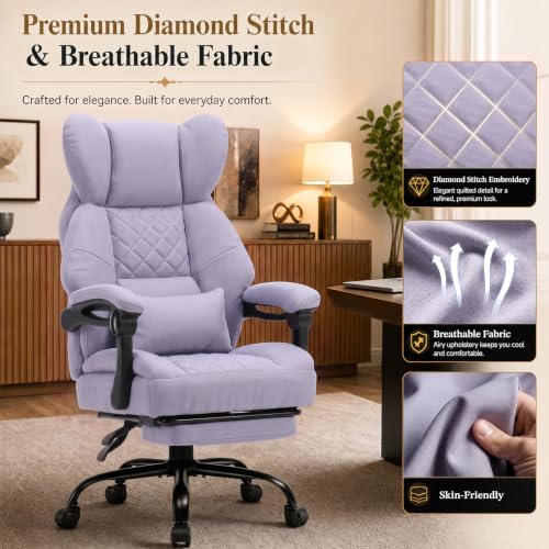 GTPLAYER Big&Tall Ergonomic Gaming Chair, Wide Spring Seat, Linkage Armrest,Purple