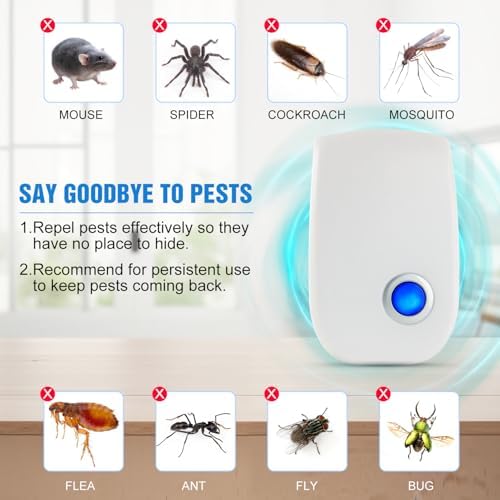 2026 Upgraded Ultrasonic Pest Control Repeller, Indoor Mouse Repellent for Rat, Mice, Rodent, Roach,Cockroach, Insect, Mosquito Electronic Plug in Pest Control 6 Packs