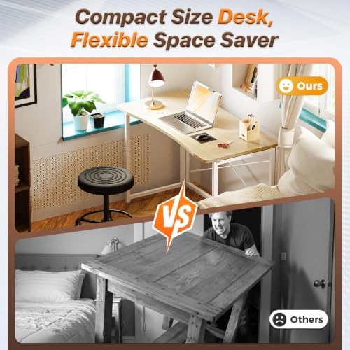 Huuger Folding Desk for Small Spaces, 39.4 Inch Foldable Computer Table