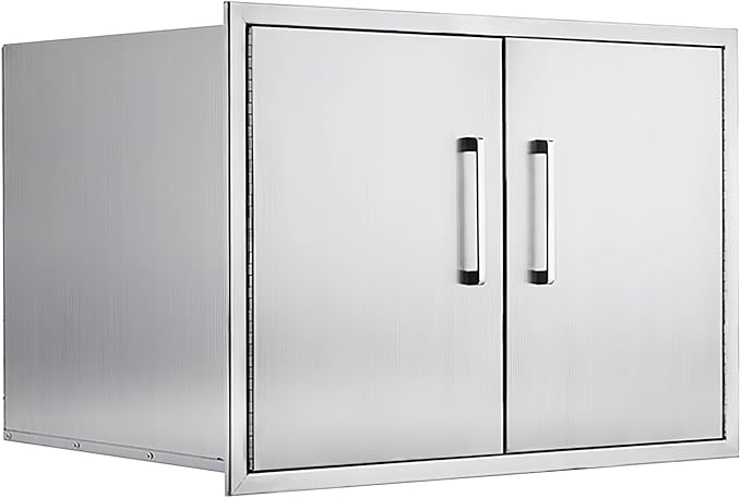 Stainless Steel Outdoor Kitchen Cabinet, Double Door Dry Storage Pantry for BBQ Island, Patio Grill Station, 30" W x 21" H x 21" D