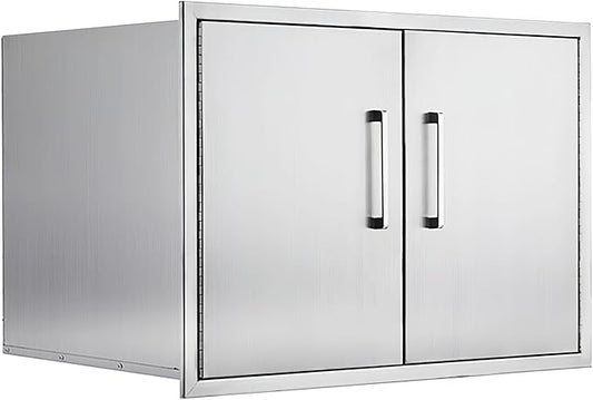 Stainless Steel Outdoor Kitchen Cabinet, Double Door Dry Storage Pantry for BBQ Island, Patio Grill Station, 30" W x 21" H x 21" D