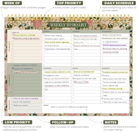 Weekly To Do List Notepad with 52 Undated Sheets（8.5"×11"）- Undated Weekly Planner Notepad for Office Desk Accessories and Supplies - Olive Grove