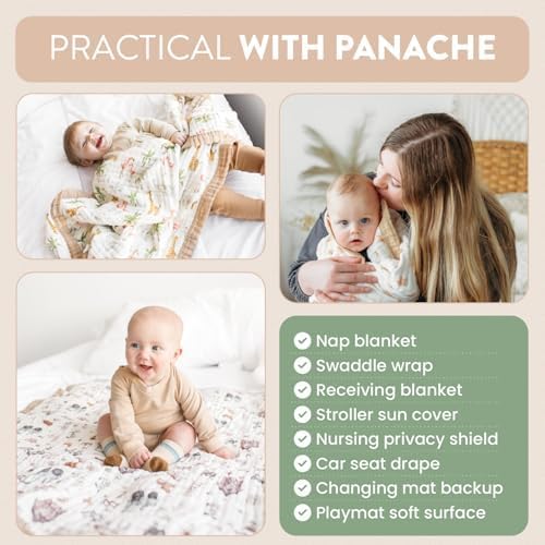 Organic Cotton Muslin Baby Blanket for Boys and Girls - Luxurious Soft Toddler Quilt for Swaddling - Gender Neutral Blanket - Baby and Toddler Gift - Princess Dragon Fairy Tale