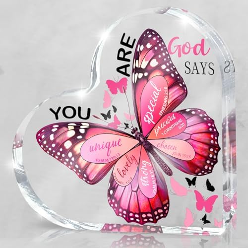 Christian Gifts for Women, 4 Inch Butterfly Acrylic Keepsake, Inspirational Gift for Friends, Mom, Sister, Girls, Female Coworkers, Christians, Religious Spiritual or Valentine's Day Gift