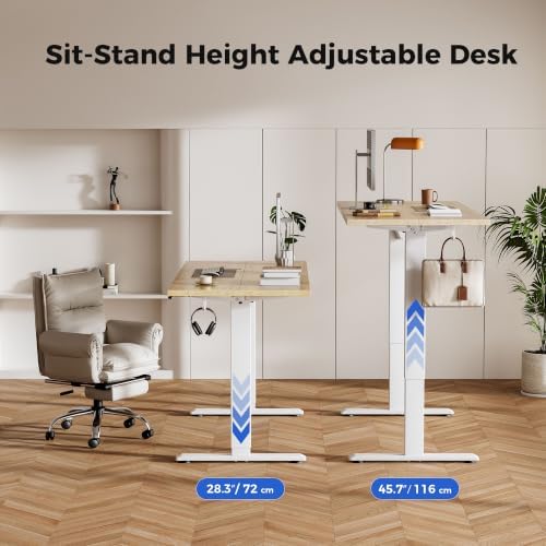 Agilestic 55 * 24 Inch Height Adjustable Electric Standing Desk, Maple