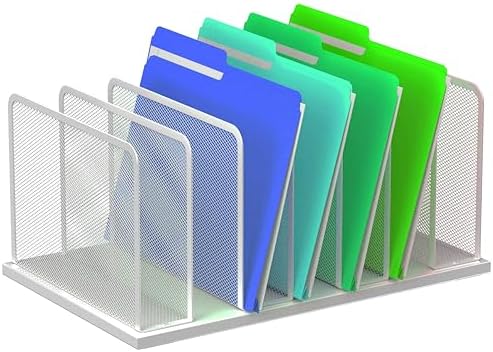 Kuntine.B 7-Section Upright Desk File Organizer Silver 1 Pack