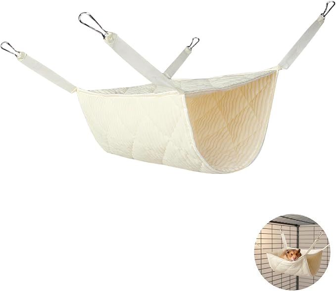 Pet Tunnel Hammock, Fabric Small Animal Hanging Bed for Cats, Ferrets, Rats, Mice, Guinea Pigs, Hamsters, Plush Hideout, 11.8 x 15.7 in, Space Saving Cozy Cave Play Mat for Cages