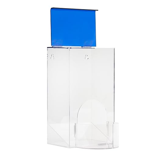 Earplug Holder, Universal Clear Acrylic Storage with Blue Lid for Small Bulk Accessories - Finger Cots, Hairnets, Laundry Dishwasher Pods, Packets, Beard Covers, Condiments & Candy