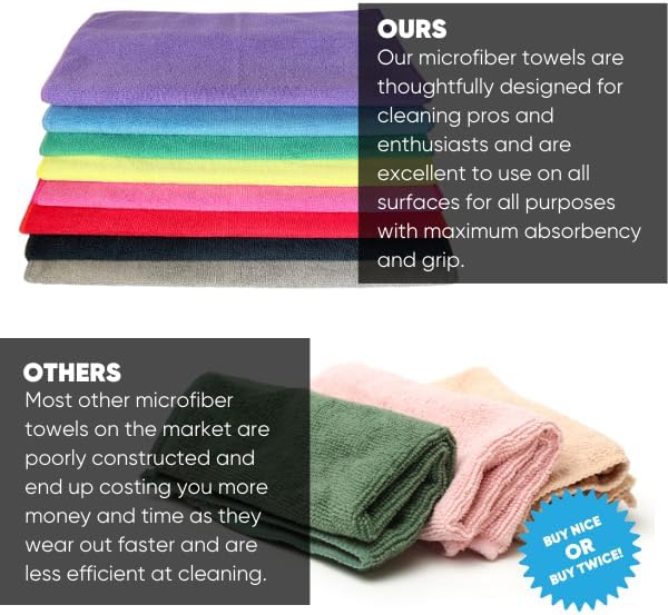 MW Pro Microfiber Cleaning Cloth | Pink | 12 Pack | 16” x 16” | All Purpose Microfiber Towels - Clean, Dust, Polish, Scrub, Absorbent