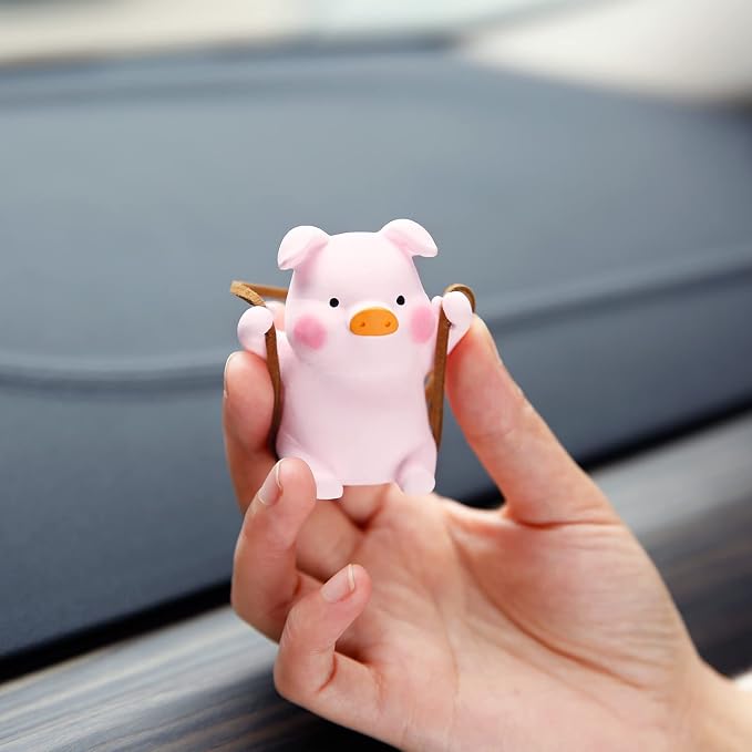 YGMONER Super Cute Swinging Pig Car Mirror Hanging Ornament Car Interior Accessories (Pig)