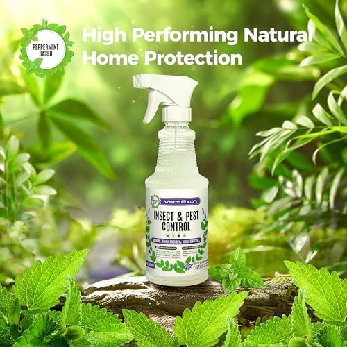 VermExon Peppermint Oil Insect & Pest Control Spray – 32oz Natural Plant-Based Bug Killer for Spiders, Ants, Flies, and Other Insects, Safe for Home & Kitchen Use