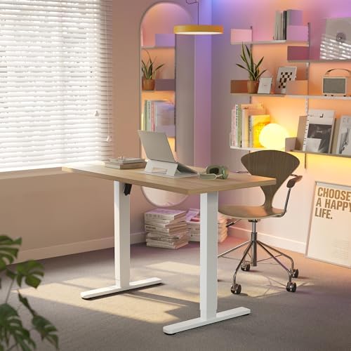 HUANUO 48x24 Inch Electric Standing Desk, Height Adjustable, Natural