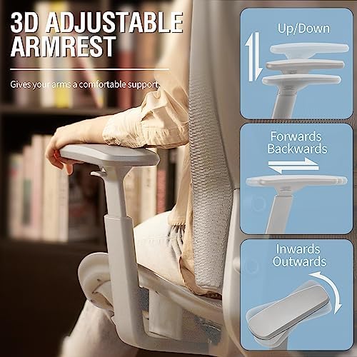 ELABEST Mesh Office Chair,Ergonomic Computer Desk Chair,Sturdy Task Chair- Adjustable Lumbar Support & Armrests,Tilt Function,Comfort Wide Seat,Swivel Home Office Chair (Grey Frame Grey Mesh)