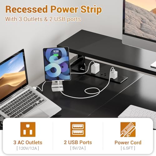 Aheaplus L Shaped Desk with File Drawer, Reversible L Shaped Gaming Desk