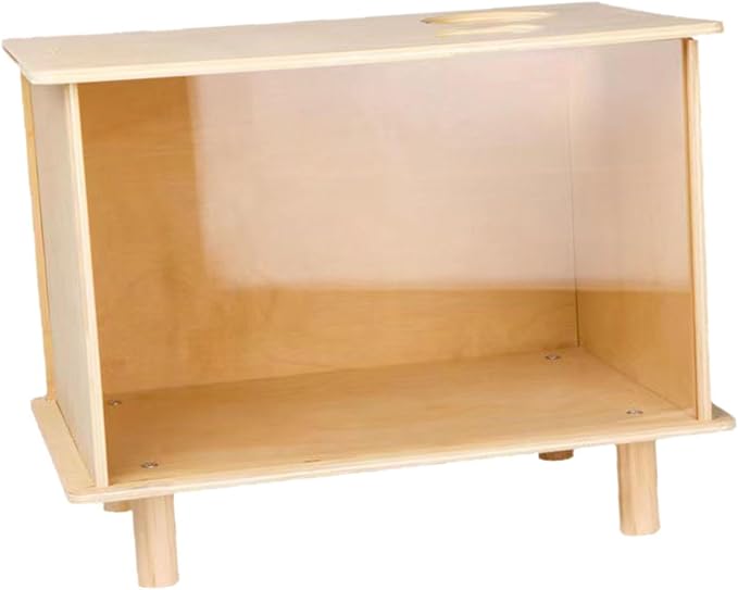 Hamster Digging Box Wooden Burrow Container Sand Bath with Transparent Window Sturdy Wood Construction Suitable for Gerbils Mice Small Pets, Large