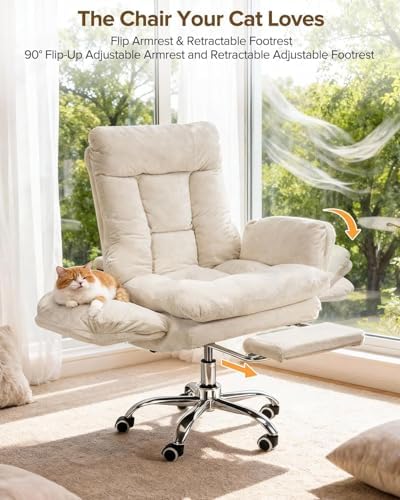 SYESWAY Big and Tall Office Chair with Flip-Up Armrests & Footrest