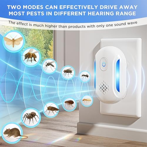 (2026 Upgraded) Ultrasonic Insect & Pest Indoor Repeller - Stronger Driving Force, Repellent for Mouse, Rats, Roaches, Ants, Spiders, Bugs, Home Plug-in Device, 2 Mode Switching (6 Pack)