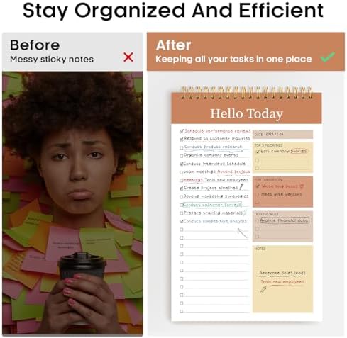 Taja To Do List Notepad, Undated Daily Planner for Work and Goal Setting