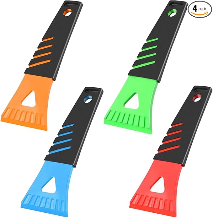 4PCS Snow and Ice Scraper for Car Windshield - Ice Snow Frost Removal Tool with Non-Slip Handle - Plastic Snow Scraper Auto Window Shovel Tool - Winter Windshield Defroster Tool No Scratch for Cars