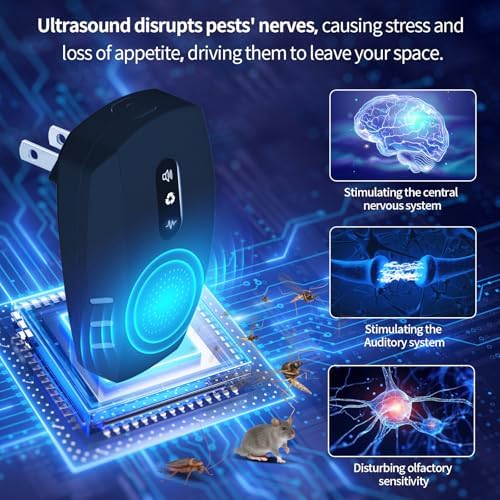 2026 Cvtayn Upgraded Ultrasonic Pest Repellent Indoor Repeller, Mouse Traps, Repellent Roach, Mouse, Bugs, Mosquito, Mice, Spider, Ant, Rodent Repellent Ultrasonic Plug in, 3 Mode Switching,6 Pack