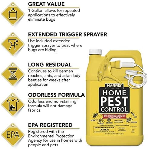 Harris Home Insect Killer, Liquid Gallon Spray with Odorless and Non Staining Residual Formula - Kills Stinkbugs, Ants, Roaches, Spiders, Fleas, Mosquitos, Moths, Scorpions, Flies and Silverfish