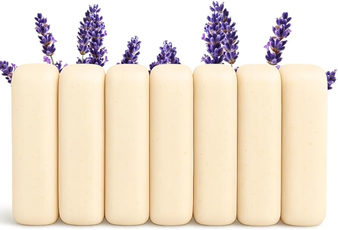 Organic Laundry Soap Bar with Lavender for Sensitive Skin - Delicate Stain Remover Clothes, Underwear, Collar - 7 pcs