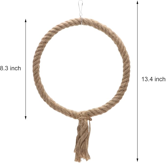 Bird Rope Swing Toy Parrot Climbing Perch Stand for Cockatiel Conure Cockatoo Parakeet Cage Hanging Decor (B: Round)