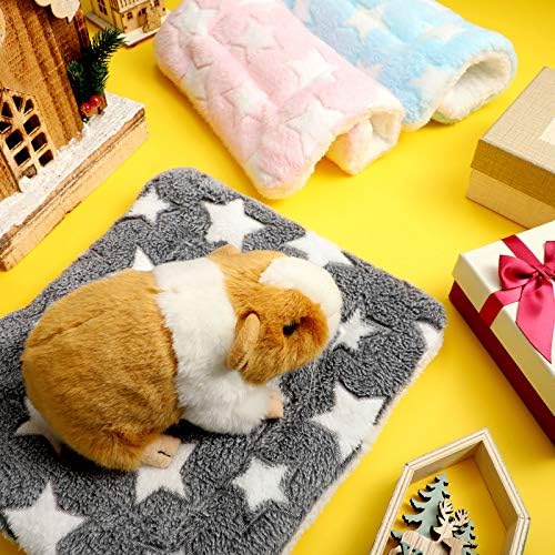 Jetec 3 Pcs Guinea Pig Beds, Fleece Small Animal Mats, Star, Blue | 10 x 11 in Soft Double Sided Fleece Pad for Rabbit, Hamster, Chinchilla, Rat, Warm Hideout, Cozy Small Animal Cage Bed