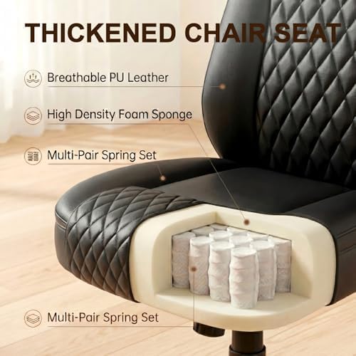 GTPLAYER PU Leather Office Chair, Home Desk Chair with Flip-up Arms, Black