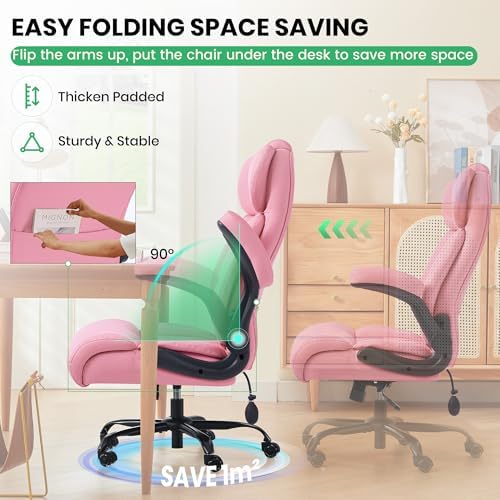 500lbs Big and Tall Office Chair Adjustable Lumbar Support for Back Pain, Extra Wide Seat Executive Office Chair Thick Armrest Pad, Heavy Duty Base&Upgraded Wheels, Ergonomic Desk Chair