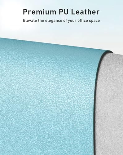 Aothia Faux Leather Desk Mat - Large Mouse Pad, Non-Slip PU Leather Blotter, Waterproof Writing Surface for Office and Home (Blue Topaz, 42" x 17")