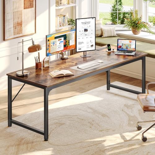 PRAISUN 70x24 Inch Computer Desk with Power Outlets & USB-C, Rustic Brown
