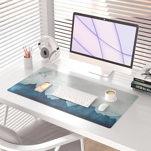 QiyI PU Leather Large Mouse Pad, Office Decor, 31.5" x 15.7", Mountain