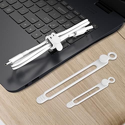 Silicone Cable Ties, Cord Organizer Cable Management,2Sizes-White