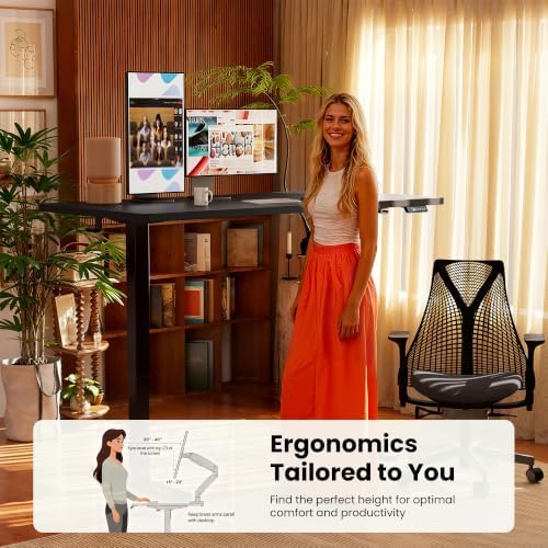 ErGear Height Adjustable Electric Standing Desk, 63 x 28 Inches Sit Stand up Desk, Memory Computer Home Office Desk, Carbon Fiber Black