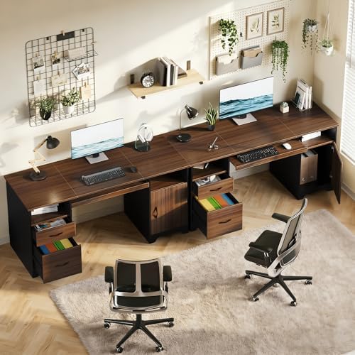 Bestier 59" Office Desk with File Drawer, Keyboard Tray & 2 Drawers, Cherry