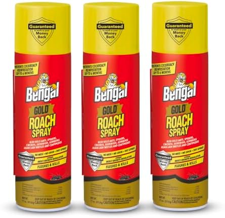 Bengal Gold Roach Spray Dry Aerosol Indoor Roach Killer - 11 oz - 3 Pack