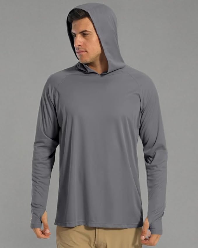 Boladeci Men's UPF 50+ Sun Protection Lightweight Hoodie Shirts Long Sleeve Fishing Shirt SPF UV Hiking Swim