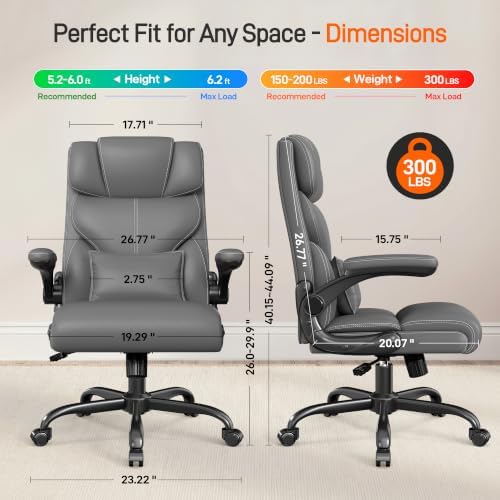 Office Chair, Executive Mid-Back Computer Desk Chair with Flip-up Armrests