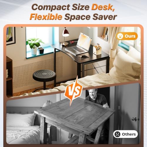 Huuger Folding Desk for Small Spaces, 31.5 Inch Foldable Computer Table