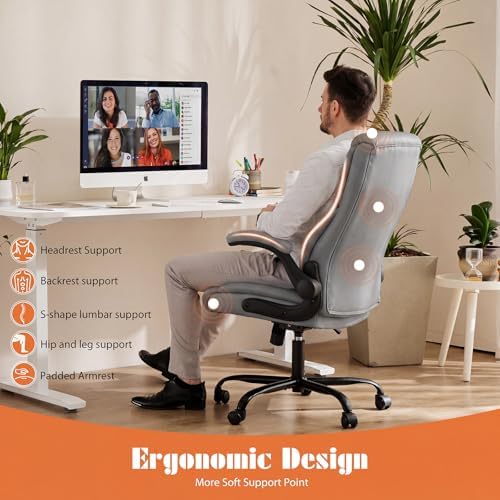Sweetcrispy Office Chair Set of 2, Heavy Duty Desk Chair, PU Leather