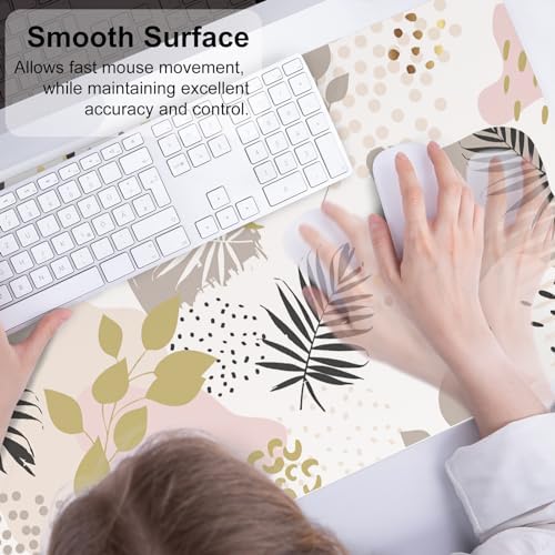 QiyI PU Leather Large Mouse Pad, Office Decor, 31.5" x 15.7", Tropical