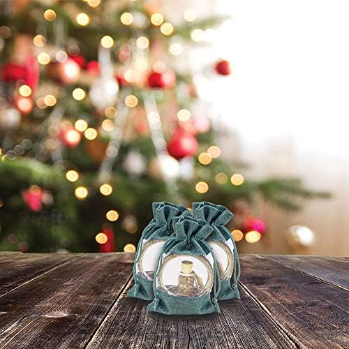 48-Pack Small Linen Burlap & Organza Gift Bags w. Drawstrings (3.5x5.5 in, Teal) - Party Favors, Presents, Samples & Treats Mesh Pouch by The Display Guys